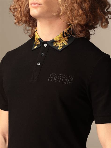 versace polo black|versace jeans couture polo shirt.